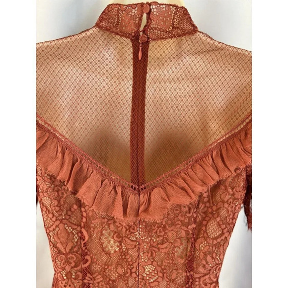 Jonathan Simkhai Burnt Red Lace Illusion Cocktail Dress $695 - Picture 8 of 13